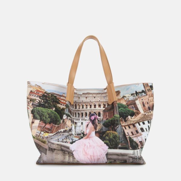 Ynot? Borsa Shopping Medium Yes Bag Stampa Città