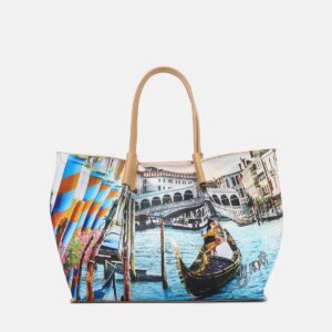 Ynot? Borsa Shopping Medium Yes Bag Stampa Città